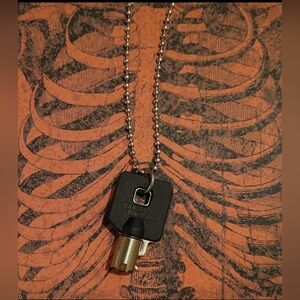 Vtg Harley Davidson blk real motorcycle key ball chain unisex necklace NWT